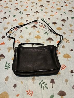 Vintage Talon Classic Black Leather Crossbody Bag